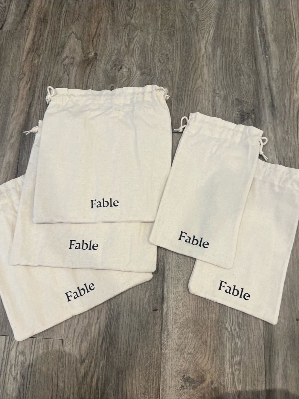 Fable Cutlery Bags Natural Cotton Drawstring Table Set of 5 Storage